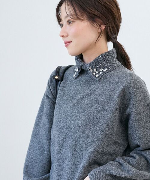 le.coeur blanc（ルクールブラン）の「2wayスパンコール襟ニット（ニット/セーター・レディース・ブラック/グレー・38）」の5枚目の写真