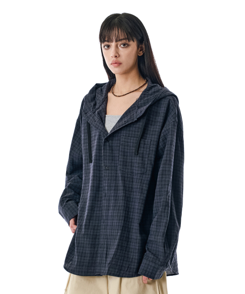 SECONDMONO（セカンドモノローグ）の「Check Hooded Shirt [NAVY]_SESH012NAVY（シャツ/ブラウス・レディース・その他・SMALL/MEDIUM/LARGE/X-SMALL）」の6枚目の写真