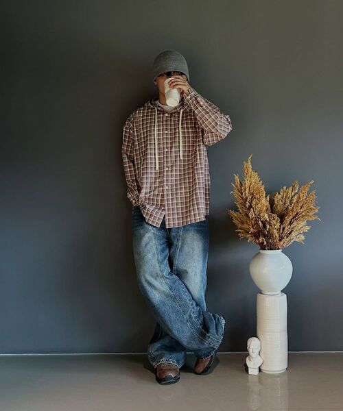 SECONDMONO（セカンドモノローグ）の「Check Hooded Shirt [NAVY]_SESH012NAVY（シャツ/ブラウス・レディース・その他・SMALL/MEDIUM/LARGE/X-SMALL）」の10枚目の写真