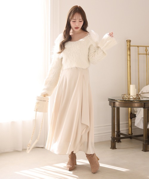 one after another NICE CLAUP（ワンアフターアナザーナイスクラップ）の「肩リボンニットセットワンピース（ワンピース・レディース・ホワイト系その他/グレー系その他/ピンク系その他・FREE）」の2枚目の写真