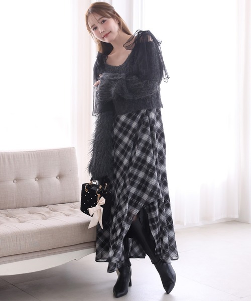 one after another NICE CLAUP（ワンアフターアナザーナイスクラップ）の「肩リボンニットセットワンピース（ワンピース・レディース・ホワイト系その他/グレー系その他/ピンク系その他・FREE）」の12枚目の写真