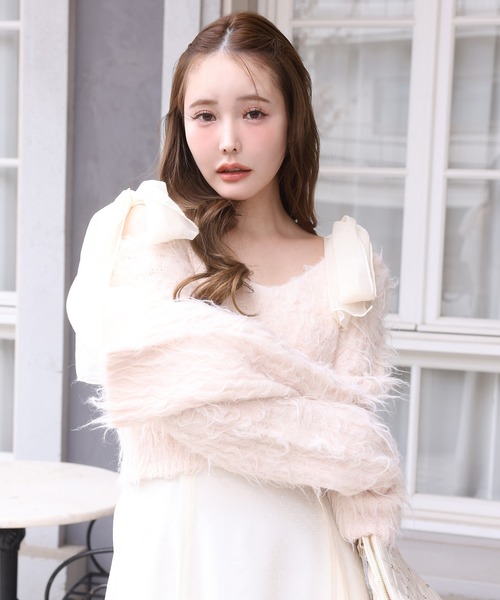 one after another NICE CLAUP（ワンアフターアナザーナイスクラップ）の「肩リボンニットセットワンピース（ワンピース・レディース・ホワイト系その他/グレー系その他/ピンク系その他・FREE）」の15枚目の写真