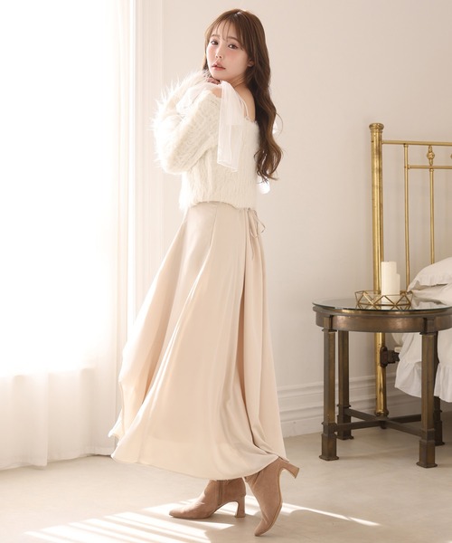 one after another NICE CLAUP（ワンアフターアナザーナイスクラップ）の「肩リボンニットセットワンピース（ワンピース・レディース・ホワイト系その他/グレー系その他/ピンク系その他・FREE）」の19枚目の写真