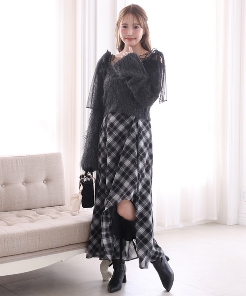 one after another NICE CLAUP（ワンアフターアナザーナイスクラップ）の「肩リボンニットセットワンピース（ワンピース・レディース・ホワイト系その他/グレー系その他/ピンク系その他・FREE）」の16枚目の写真