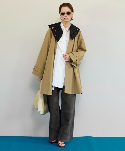 MAISON SPECIAL トレンチコート オリーブ レイヤードコート MAISON SPECIAL（メゾンスペシャル）の「サイドスリットレイヤード