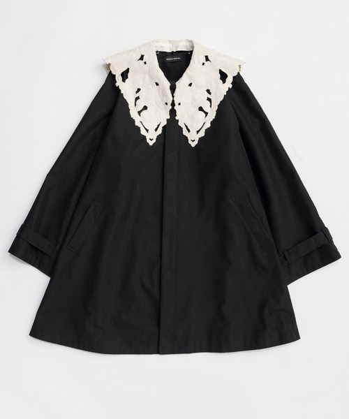 MAISON SPECIAL（メゾンスペシャル）の「Lace Collar Tent Flare Trench Coat/レースカラーテントフレアトレンチコート（トレンチコート・レディース・ベージュ/ブラック・FREE）」の10枚目の写真