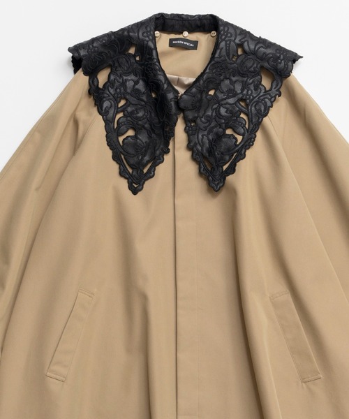 MAISON SPECIAL（メゾンスペシャル）の「Lace Collar Tent Flare Trench Coat/レースカラーテントフレアトレンチコート（トレンチコート・レディース・ベージュ/ブラック・FREE）」の14枚目の写真