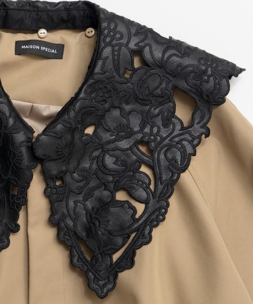 MAISON SPECIAL（メゾンスペシャル）の「Lace Collar Tent Flare Trench Coat/レースカラーテントフレアトレンチコート（トレンチコート・レディース・ベージュ/ブラック・FREE）」の16枚目の写真