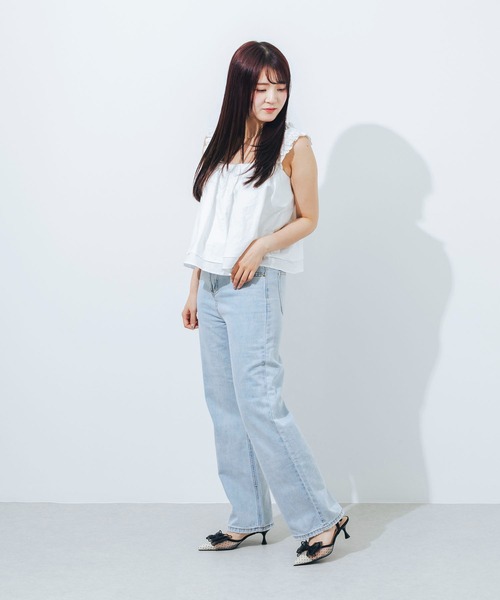 EVOL(イーボル)の「【柔らかい・クッション入り】ポインテッドシアーリボンストラップパンプス CA23852(パンプス・レディース・ブラック/グレー・22.0cm/22.5cm/23.0cm/23.5cm/24.0cm/24.5cm/25.0cm)」の6枚目の写真