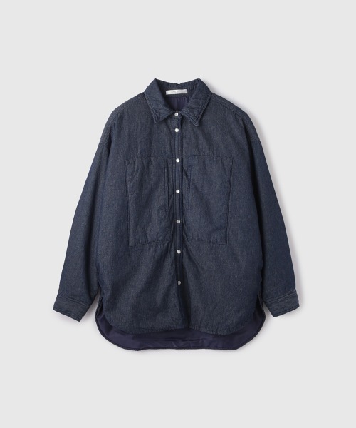 VICKY（ビッキー）の「パデッドデニムビッグシャツ≪洗濯機で洗える≫（シャツ/ブラウス・レディース・ネイビー/ブラック・M）」の9枚目の写真