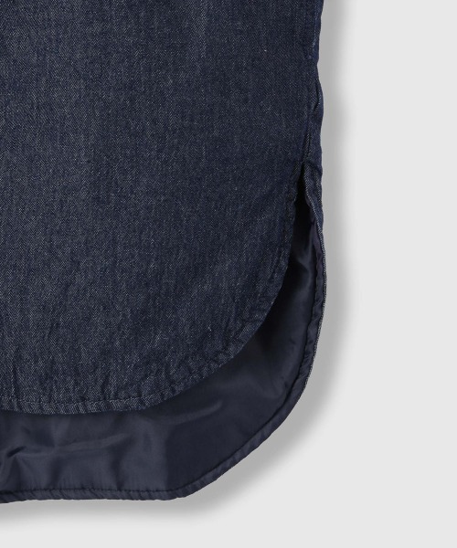 VICKY（ビッキー）の「パデッドデニムビッグシャツ≪洗濯機で洗える≫（シャツ/ブラウス・レディース・ネイビー/ブラック・M）」の14枚目の写真