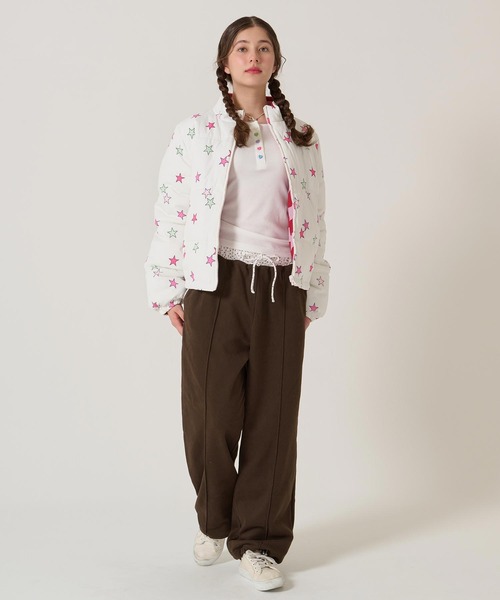 TINA:JOJUN(ティーナジョジュン)の「柄パイピング 裏起毛パンツ TINA:JOJUN(その他パンツ・レディース・ブラウン/グレー・M)」の2枚目の写真