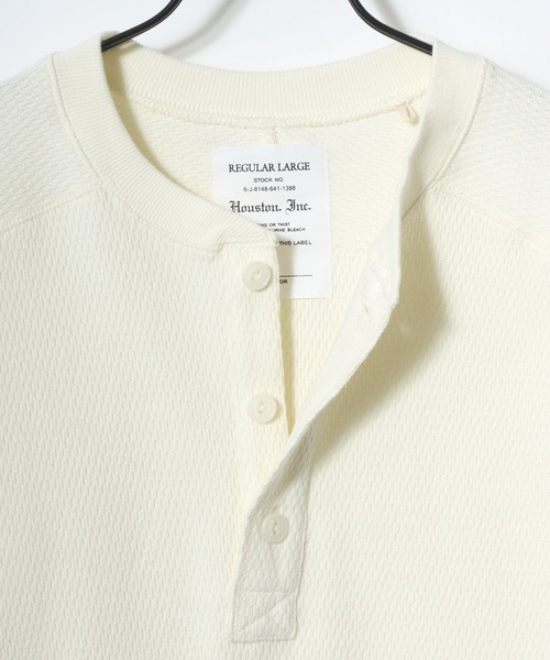 HOUSTON（ヒューストン）の「HOUSTON/ヒューストン Heavy Thermal Henley Tee/ヘビーサーマル ワッフル 無地 ヘンリーネック 長袖Tシャツ/ロングスリーブTシャツ/ロンT/レディース メンズ（Tシャツ/カットソー・メンズ・ブラック/ネイビー/グレー/オフホワイト・M/XL/L）」の18枚目の写真