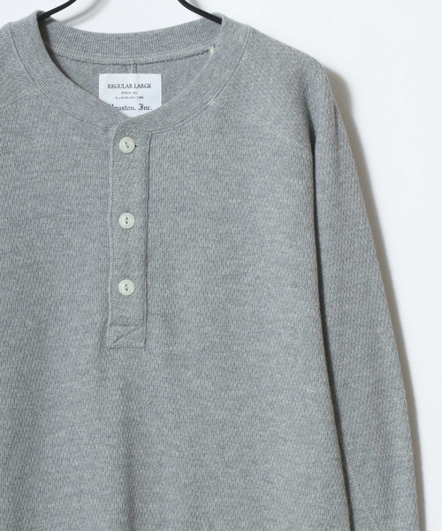 HOUSTON（ヒューストン）の「HOUSTON/ヒューストン Heavy Thermal Henley Tee/ヘビーサーマル ワッフル 無地 ヘンリーネック 長袖Tシャツ/ロングスリーブTシャツ/ロンT/レディース メンズ（Tシャツ/カットソー・メンズ・ブラック/ネイビー/グレー/オフホワイト・M/XL/L）」の12枚目の写真