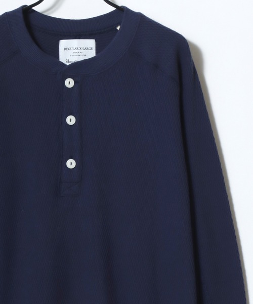 HOUSTON（ヒューストン）の「HOUSTON/ヒューストン Heavy Thermal Henley Tee/ヘビーサーマル ワッフル 無地 ヘンリーネック 長袖Tシャツ/ロングスリーブTシャツ/ロンT/レディース メンズ（Tシャツ/カットソー・メンズ・ブラック/ネイビー/グレー/オフホワイト・M/XL/L）」の11枚目の写真