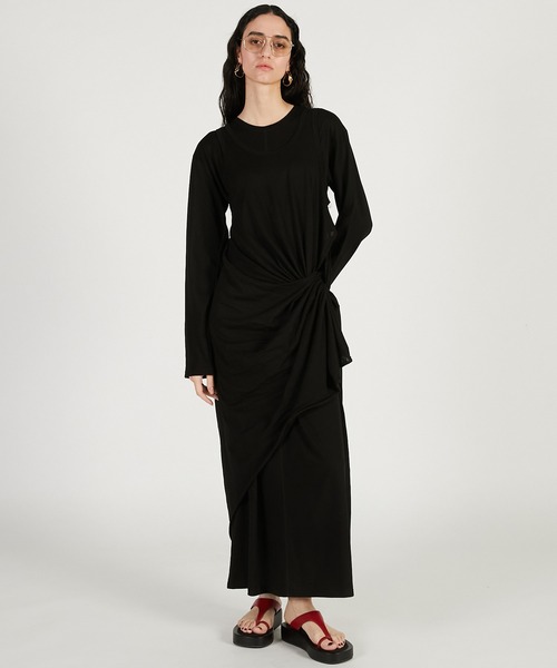 PRANK PROJECT(プランクプロジェクト)の「【2026Spring Pre-Order】レイヤードジャージドレス / Layered Jersey Dress(ワンピース・レディース・ブラック/ライトグレー/レッド・36/38)」の2枚目の写真