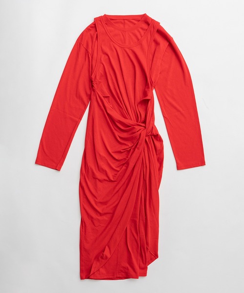 PRANK PROJECT(プランクプロジェクト)の「【2026Spring Pre-Order】レイヤードジャージドレス / Layered Jersey Dress(ワンピース・レディース・ブラック/ライトグレー/レッド・36/38)」の17枚目の写真