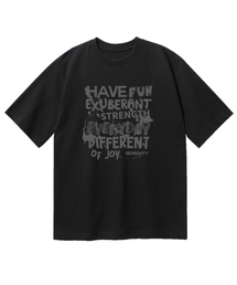 ファンストレイオーバーサイズ半袖Tシャツ[ブラック]