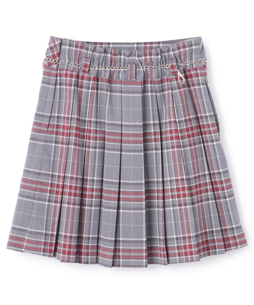 セール】チェーンベルトつきチェックプリーツスカート（スパッツつき