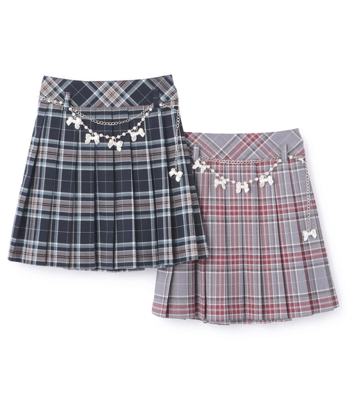 セール】チェーンベルトつきチェックプリーツスカート（スパッツつき