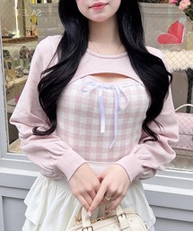 INGNI | ボレロレイヤード風リボンギンガムチェックニット(ニット/セーター)