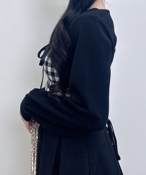 INGNI（イング）の「ボレロレイヤード風リボンギンガムチェックニット（ニット/セーター・レディース・ホワイト系6/ホワイト系その他2/ホワイト系その他・M）」の14枚目の写真