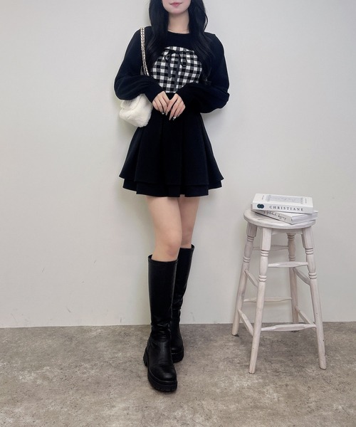 INGNI（イング）の「ボレロレイヤード風リボンギンガムチェックニット（ニット/セーター・レディース・ホワイト系6/ホワイト系その他2/ホワイト系その他・M）」の16枚目の写真