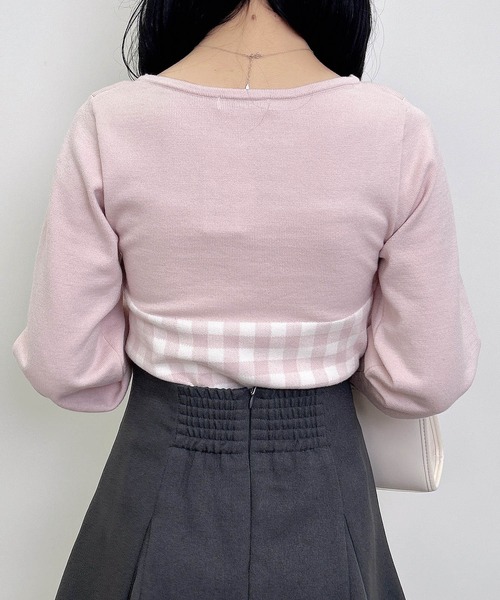 INGNI（イング）の「ボレロレイヤード風リボンギンガムチェックニット（ニット/セーター・レディース・ホワイト系6/ホワイト系その他2/ホワイト系その他・M）」の8枚目の写真