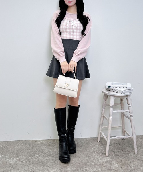 INGNI（イング）の「ボレロレイヤード風リボンギンガムチェックニット（ニット/セーター・レディース・ホワイト系6/ホワイト系その他2/ホワイト系その他・M）」の9枚目の写真