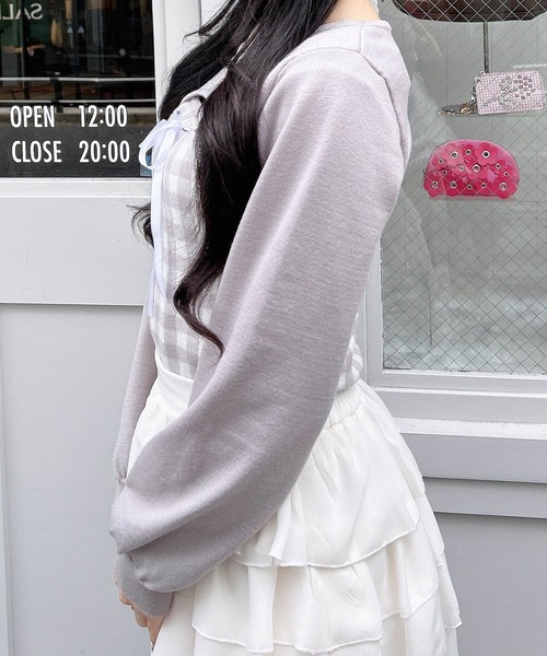 INGNI(イング)の「ボレロレイヤード風リボンギンガムチェックニット(ニット/セーター・レディース・ホワイト系6/ホワイト系その他2/ホワイト系その他・M)」の13枚目の写真