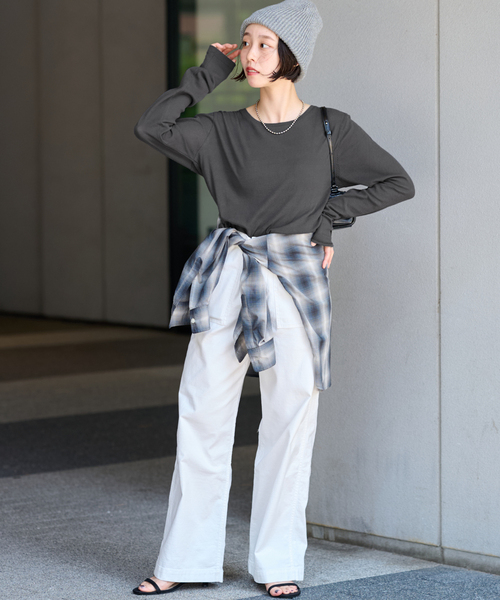 JOURNAL STANDARD relume(ジャーナルスタンダード レリューム)の「《追加2》ツイストシアーテレコロングTEE(Tシャツ/カットソー・レディース・チャコールグレー/ピンク/ブラウン/ホワイト・FREE)」の5枚目の写真