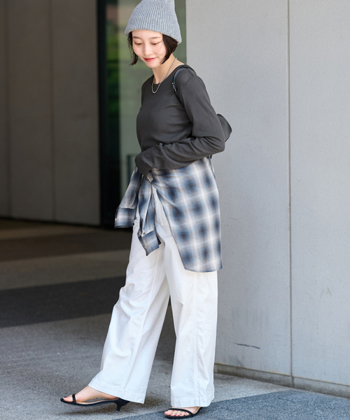 JOURNAL STANDARD relume(ジャーナルスタンダード レリューム)の「《追加2》ツイストシアーテレコロングTEE(Tシャツ/カットソー・レディース・チャコールグレー/ピンク/ブラウン/ホワイト・FREE)」の6枚目の写真