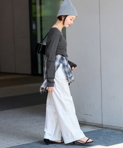 JOURNAL STANDARD relume(ジャーナルスタンダード レリューム)の「《追加2》ツイストシアーテレコロングTEE(Tシャツ/カットソー・レディース・チャコールグレー/ピンク/ブラウン/ホワイト・FREE)」の7枚目の写真