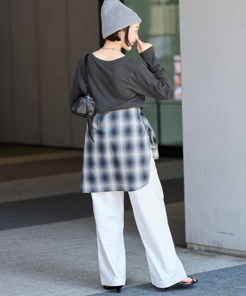 JOURNAL STANDARD relume(ジャーナルスタンダード レリューム)の「《追加2》ツイストシアーテレコロングTEE(Tシャツ/カットソー・レディース・チャコールグレー/ピンク/ブラウン/ホワイト・FREE)」の8枚目の写真