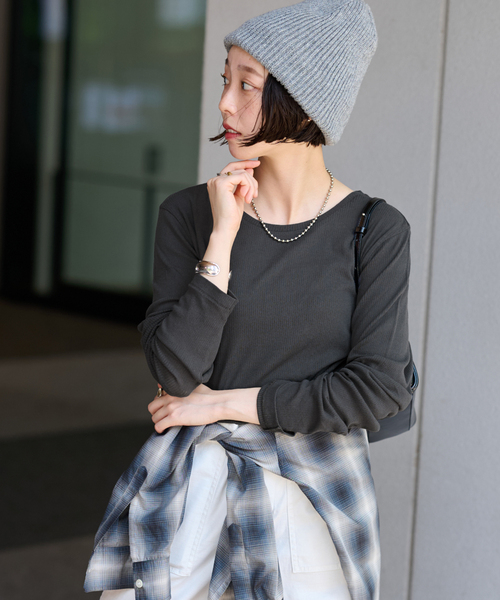 JOURNAL STANDARD relume(ジャーナルスタンダード レリューム)の「《追加2》ツイストシアーテレコロングTEE(Tシャツ/カットソー・レディース・チャコールグレー/ピンク/ブラウン/ホワイト・FREE)」の10枚目の写真