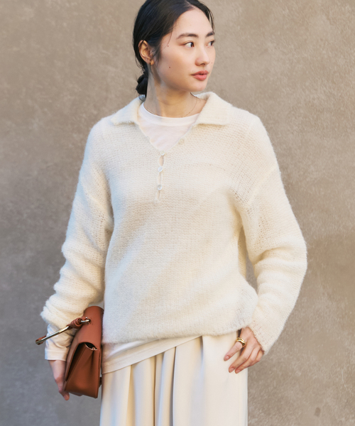 追加》ALPACA MIX BUTTON ニット 3（ニット/セーター）｜Plage