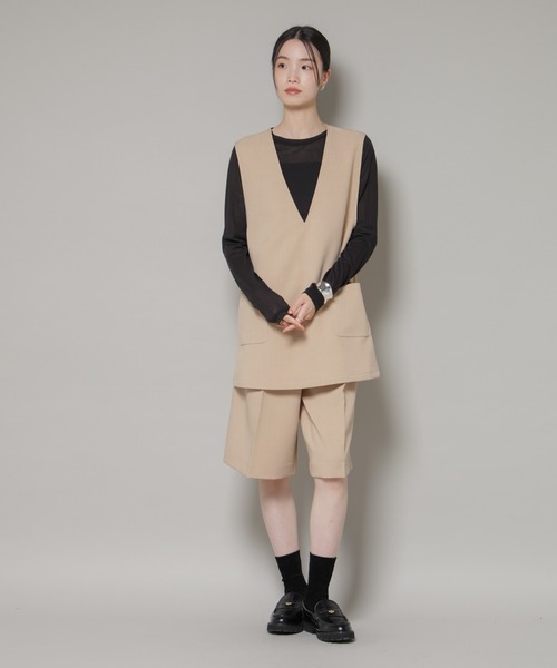 NANO universe（ナノユニバース）の「Vネックベスト×ハーフパンツ セットアップ（ベスト・レディース・グレー/ブラック/ベージュ・FREE）」の7枚目の写真