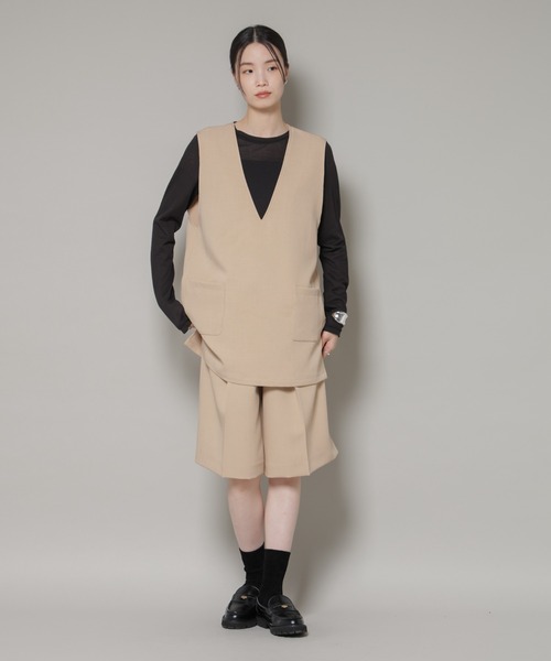 NANO universe（ナノユニバース）の「Vネックベスト×ハーフパンツ セットアップ（ベスト・レディース・グレー/ブラック/ベージュ・FREE）」の8枚目の写真