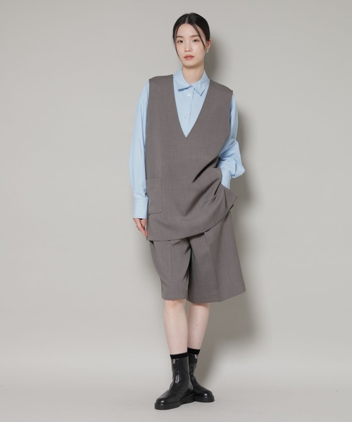 NANO universe（ナノユニバース）の「Vネックベスト×ハーフパンツ セットアップ（ベスト・レディース・グレー/ブラック/ベージュ・FREE）」の15枚目の写真