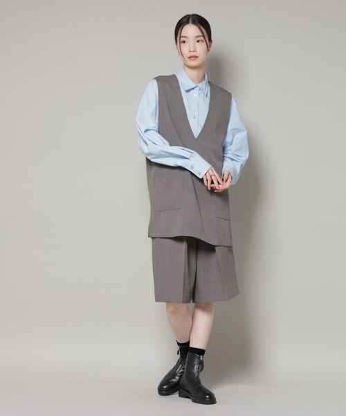 NANO universe（ナノユニバース）の「Vネックベスト×ハーフパンツ セットアップ（ベスト・レディース・グレー/ブラック/ベージュ・FREE）」の16枚目の写真