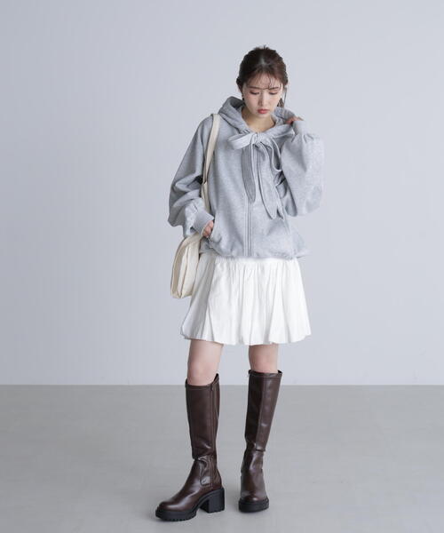 FREE'S MART(フリーズマート)の「◆起毛ビッグリボンジップパーカー(パーカー・レディース・グレー/ホワイト・FREE)」の6枚目の写真