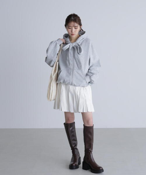 FREE'S MART(フリーズマート)の「◆起毛ビッグリボンジップパーカー(パーカー・レディース・グレー/ホワイト・FREE)」の7枚目の写真