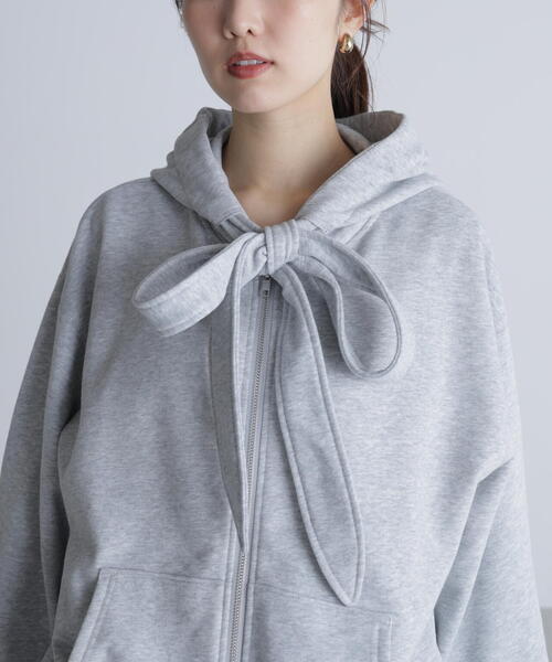 FREE'S MART(フリーズマート)の「◆起毛ビッグリボンジップパーカー(パーカー・レディース・グレー/ホワイト・FREE)」の12枚目の写真