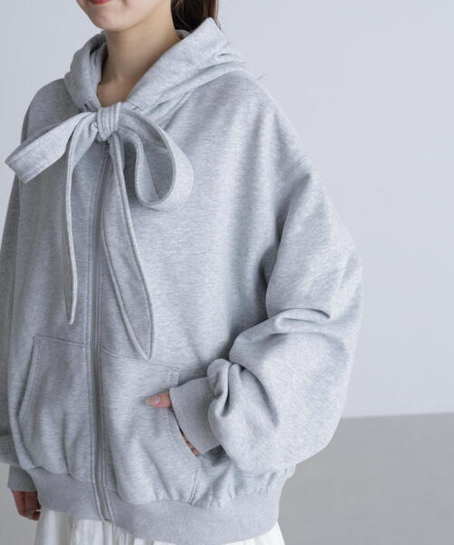 FREE'S MART(フリーズマート)の「◆起毛ビッグリボンジップパーカー(パーカー・レディース・グレー/ホワイト・FREE)」の13枚目の写真