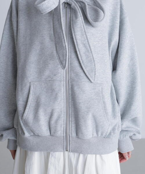 FREE'S MART(フリーズマート)の「◆起毛ビッグリボンジップパーカー(パーカー・レディース・グレー/ホワイト・FREE)」の14枚目の写真