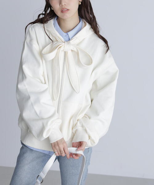 FREE'S MART(フリーズマート)の「◆起毛ビッグリボンジップパーカー(パーカー・レディース・グレー/ホワイト・FREE)」の20枚目の写真