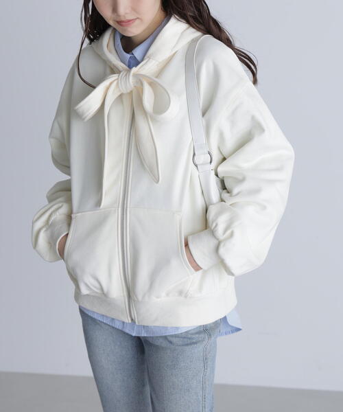 FREE'S MART(フリーズマート)の「◆起毛ビッグリボンジップパーカー(パーカー・レディース・グレー/ホワイト・FREE)」の21枚目の写真