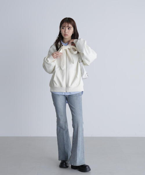FREE'S MART(フリーズマート)の「◆起毛ビッグリボンジップパーカー(パーカー・レディース・グレー/ホワイト・FREE)」の22枚目の写真