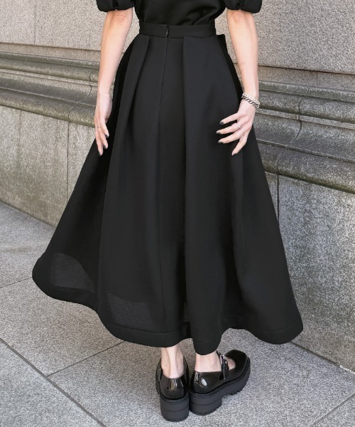 JENNE（ジェンヌ）の「タックダンボールニットスカート（スカート・レディース・ホワイト/ブラック/グレー・SMALL/MEDIUM/LARGE）」の13枚目の写真