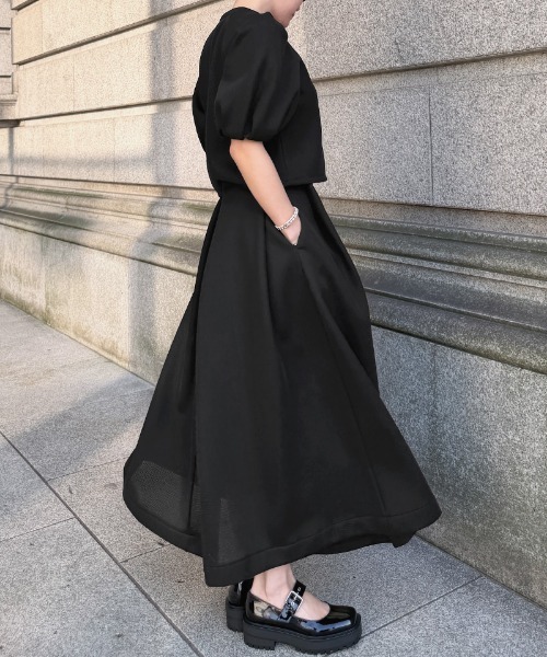 JENNE（ジェンヌ）の「タックダンボールニットスカート（スカート・レディース・ホワイト/ブラック/グレー・SMALL/MEDIUM/LARGE）」の6枚目の写真